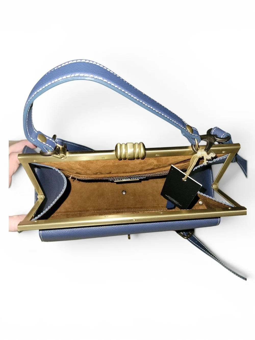 NWT A. Bellucci Blue Satchel with Gold Hardware W/ Convertible Crossbody Strap.